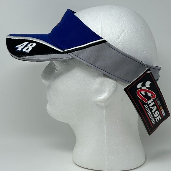 Vintage 90s NASCAR Jimmie Johnson Visor Hat Team Lowes Racing Strapback Blue - Picture 6 of 9